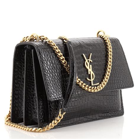 ysl croc embossed sunset bag|saint laurent YSL crossbody bag.